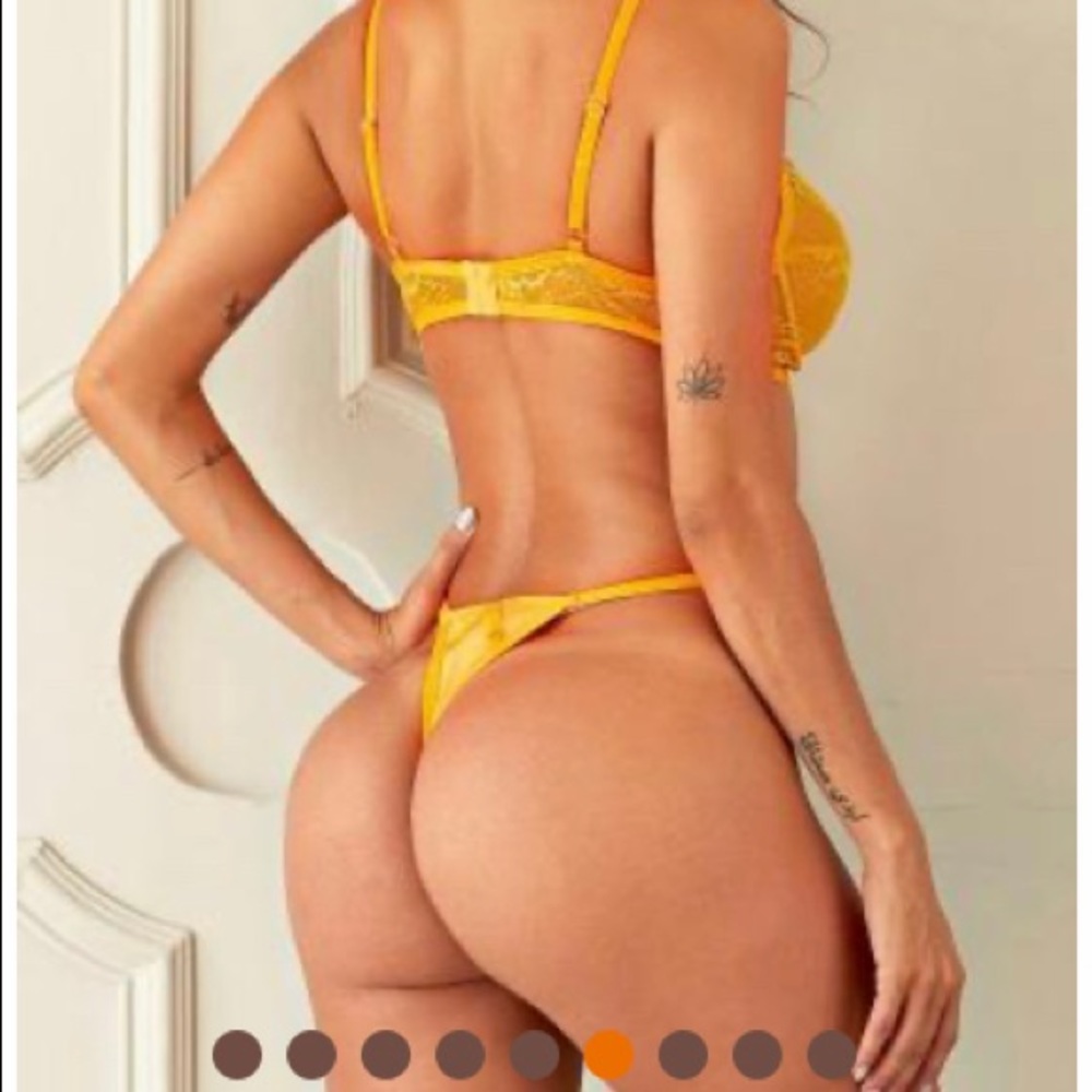 YELLOW BLOSSOM BALCONY AND THONG NWOT - Picture 5 of 8